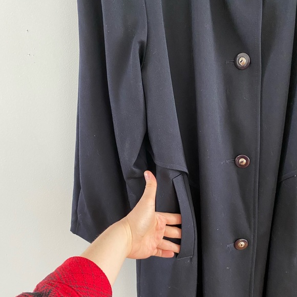 SOLD - Me-Jay vintage pure virgin wool + cotton fur navy blue/black coat - Picture 4 of 10